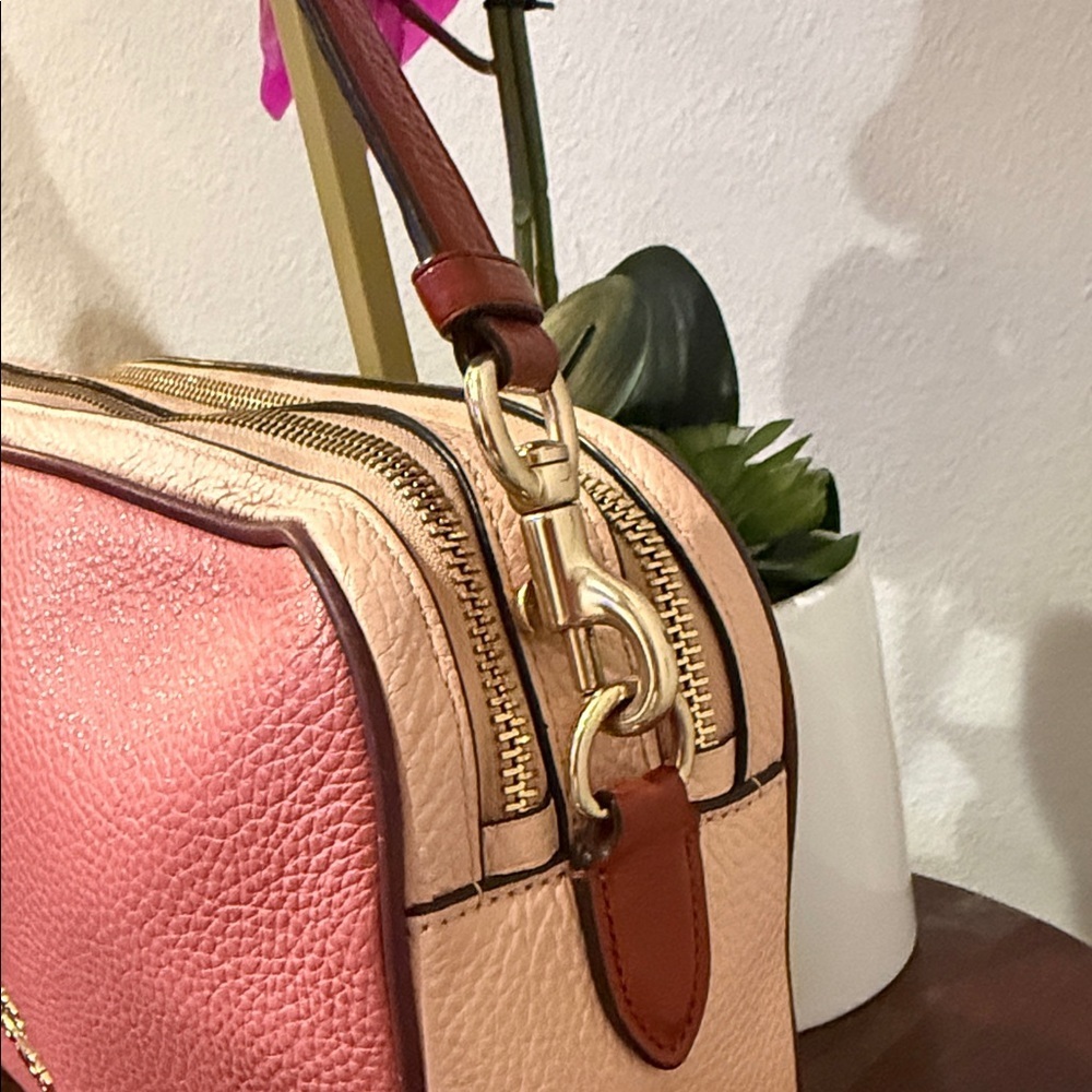 Coach Pink Leather Jes crossbody Bag purse designer tan handbag messenger - Picture 3 of 13